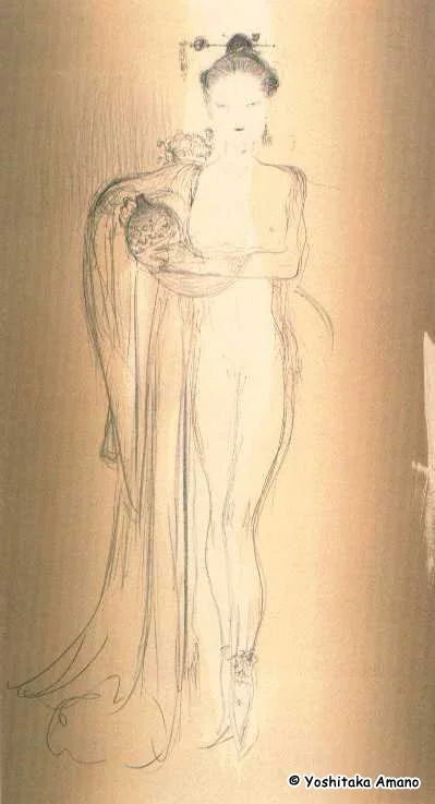 Yoshitaka Amano — The Lady and the Mysterious Bird — Alice