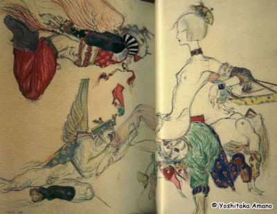 Yoshitaka Amano — The Dancer and Her Feline