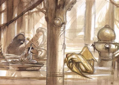 Yoshitaka Amano — The golden creature in the temple