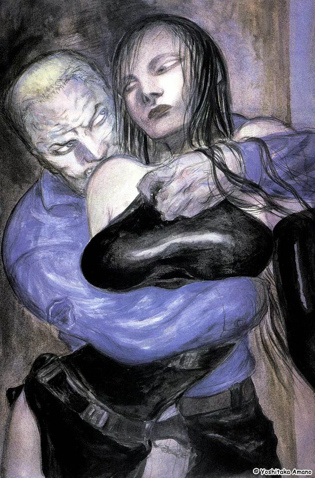 Yoshitaka Amano — Étreinte fatale — Elektra & Wolverine