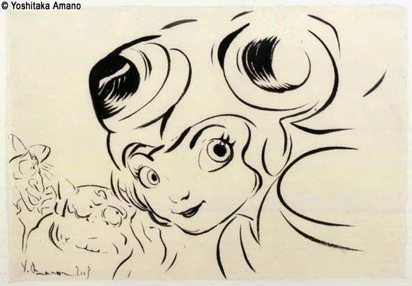 Yoshitaka Amano — Elegant Woman's Head — Exposition in Cologne