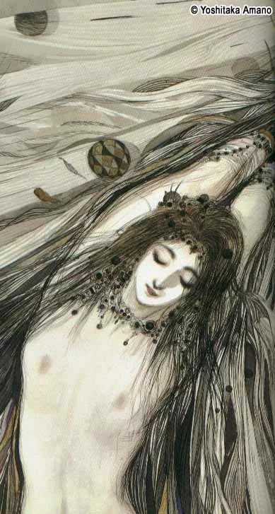 Yoshitaka Amano — The Black-Haired Lady — Women