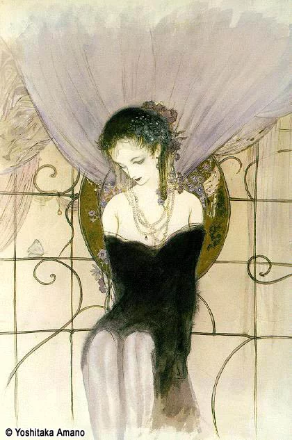 Yoshitaka Amano — The Black Lady Seated — Women
