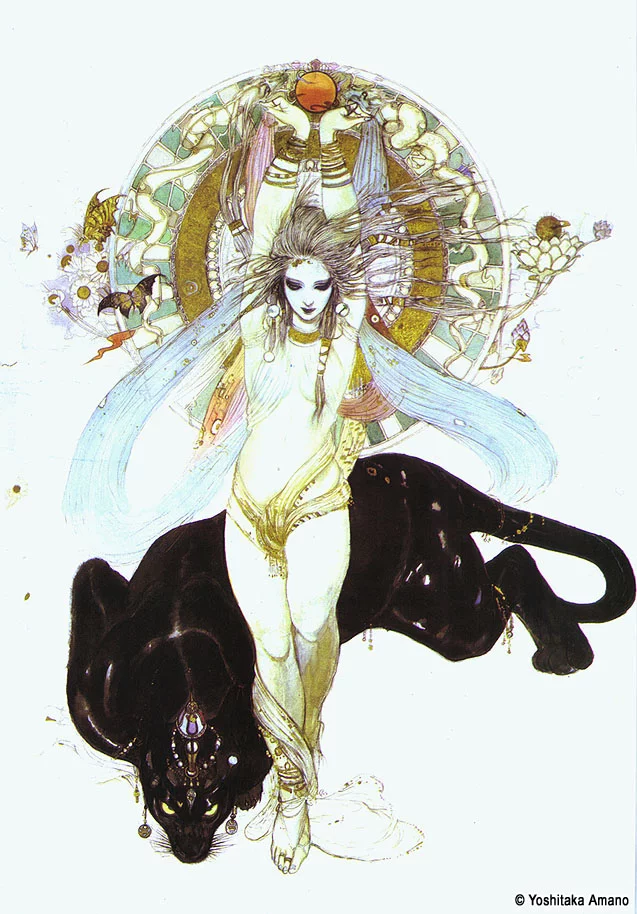 Yoshitaka Amano — The Lady and the Black Wolf — Women
