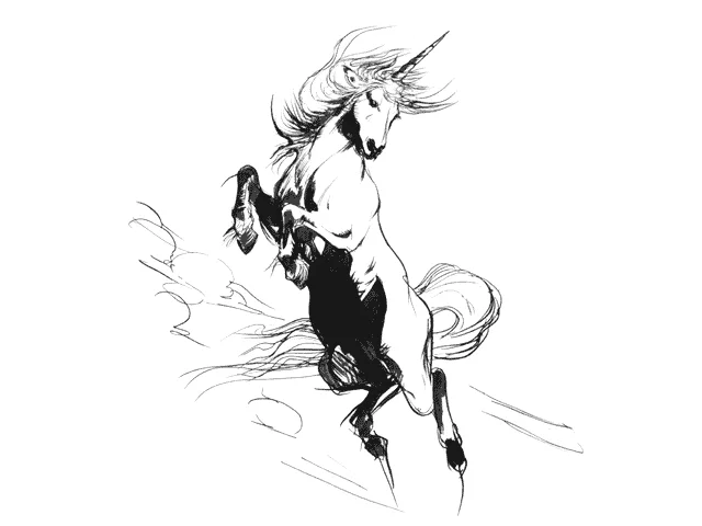 Yoshitaka Amano — Celestial Unicorn in Motion — Final Fantasy I