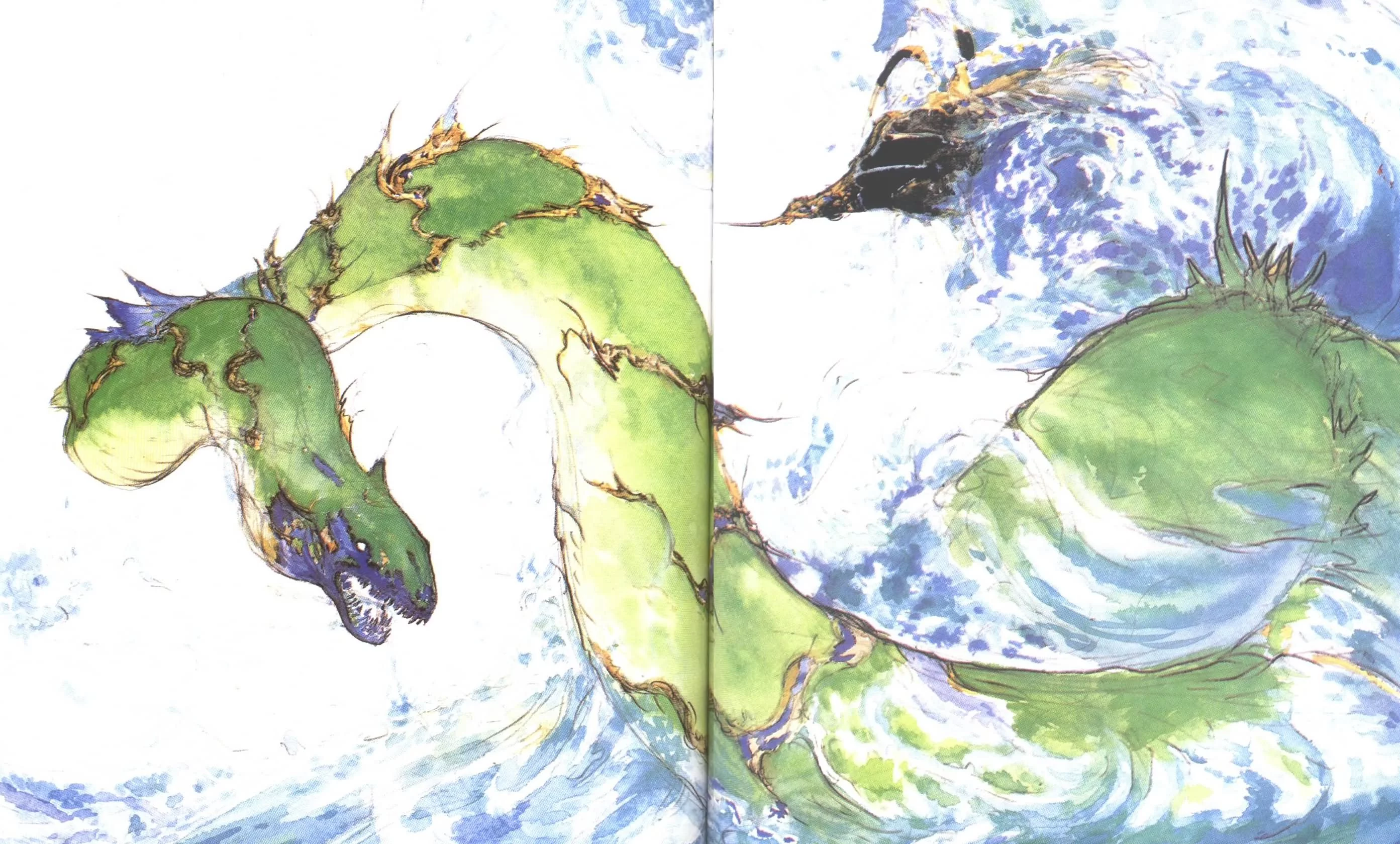 Yoshitaka Amano — Le dragon des mers de FFV — Final Fantasy V