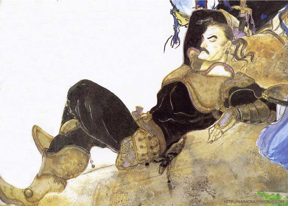 Yoshitaka Amano — Cyd Figaro en armure — Final Fantasy VI