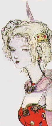 Yoshitaka Amano — Tête de femme aux cheveux blonds — Final Fantasy VI