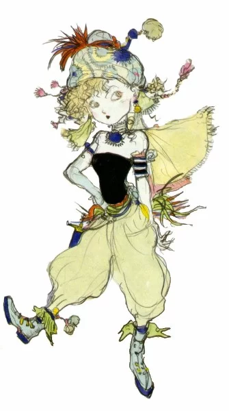 Yoshitaka Amano — Cactuar en costume de fête — Final Fantasy VI