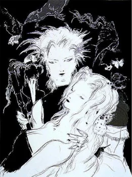Yoshitaka Amano — Sephiroth et Aerith dans l'ombre