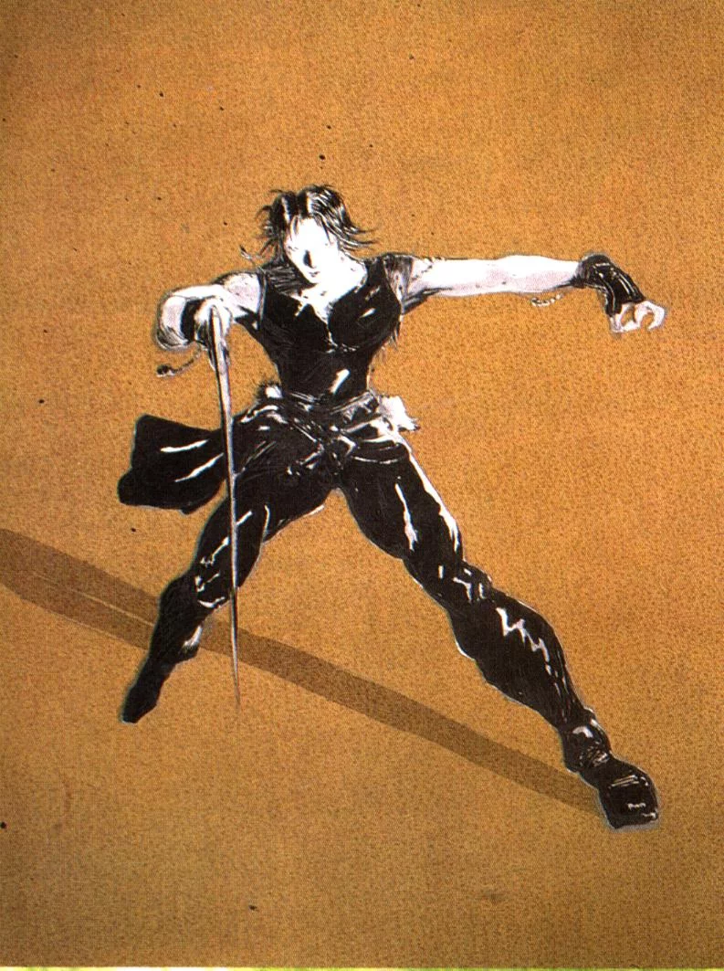 Yoshitaka Amano — Scène dynamique de Squall — Final Fantasy VIII