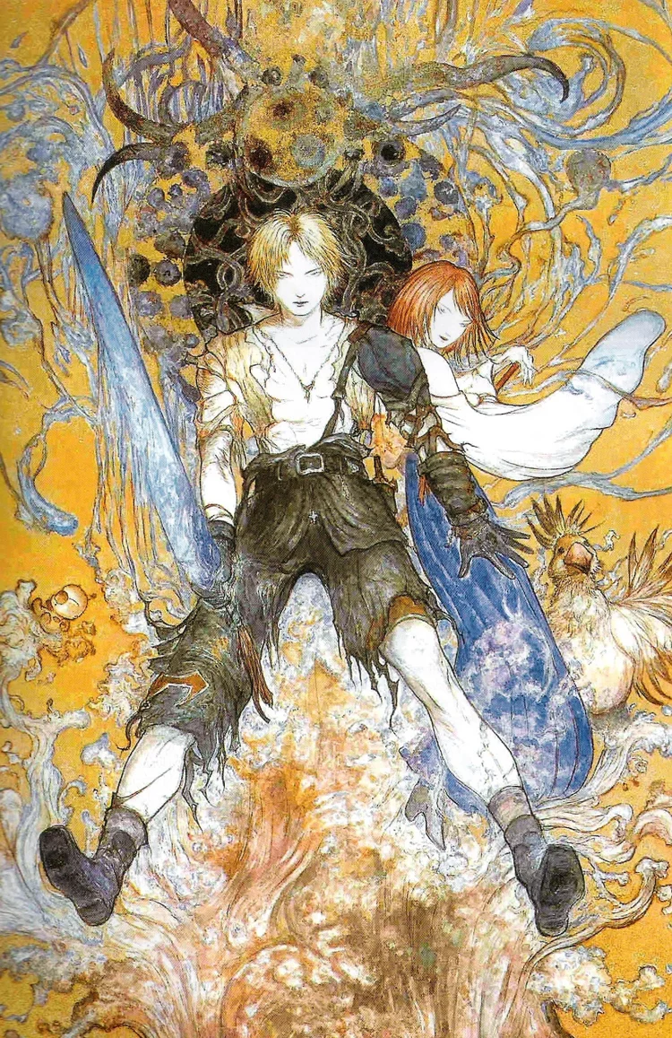 Yoshitaka Amano — Tito et Yuna dans les cieux — Final Fantasy X