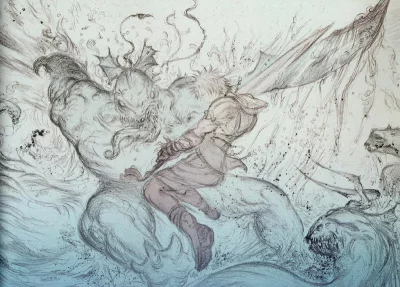 Yoshitaka Amano — Yuna et Sin, une danse aquatique