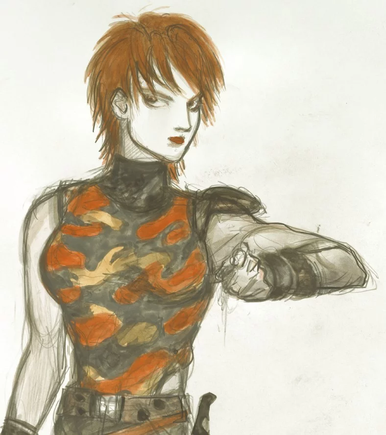 Yoshitaka Amano — Guerrier au torse orné — Front Mission