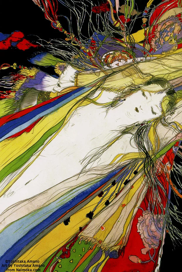 Yoshitaka Amano — The Lady in Multicolored Garments — The Tale of Genji