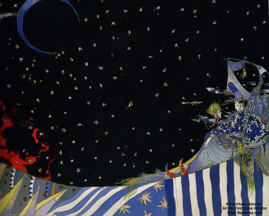 Yoshitaka Amano — Genji's Starry Night — The Tale of Genji