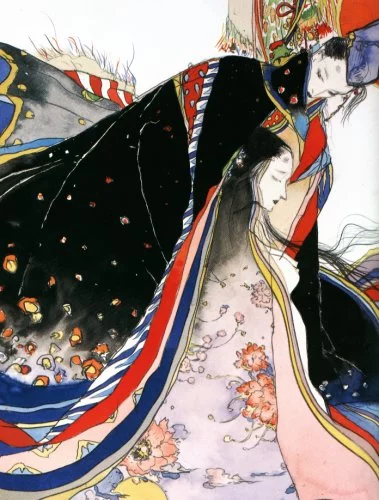 Yoshitaka Amano — The Lady and her Splendid Kimono — The Tale of Genji