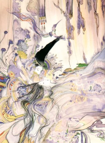 Yoshitaka Amano — La Dame aux cheveux de nuit — The Tale of Genji