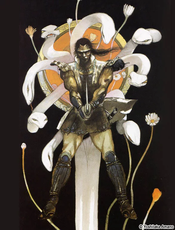 Yoshitaka Amano — Le Guerrier et les Fleurs — Hommes