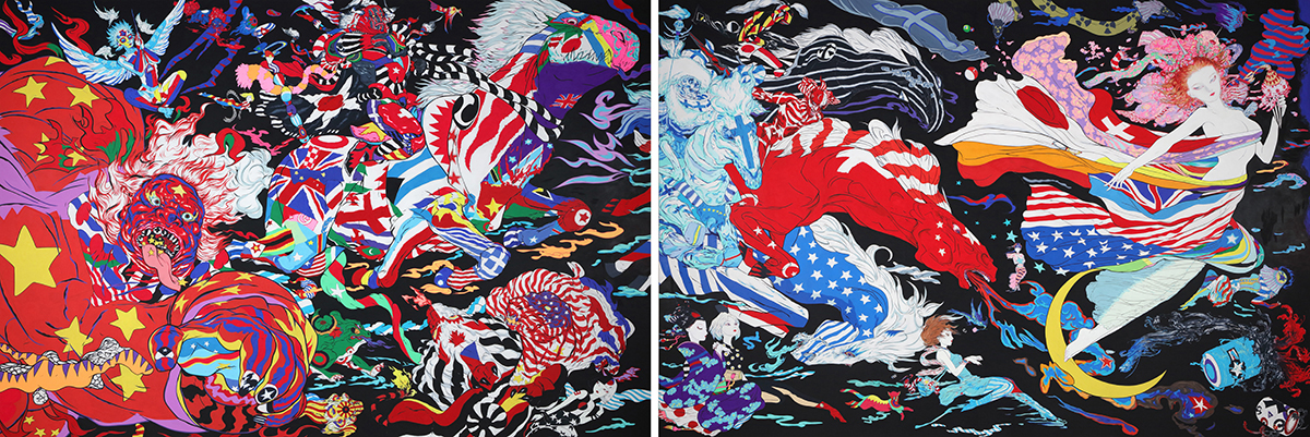 Yoshitaka Amano — Mélange des drapeaux et créatures — Mizuna