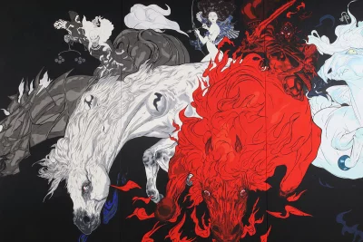 Yoshitaka Amano — Chevaux de feu et de glace