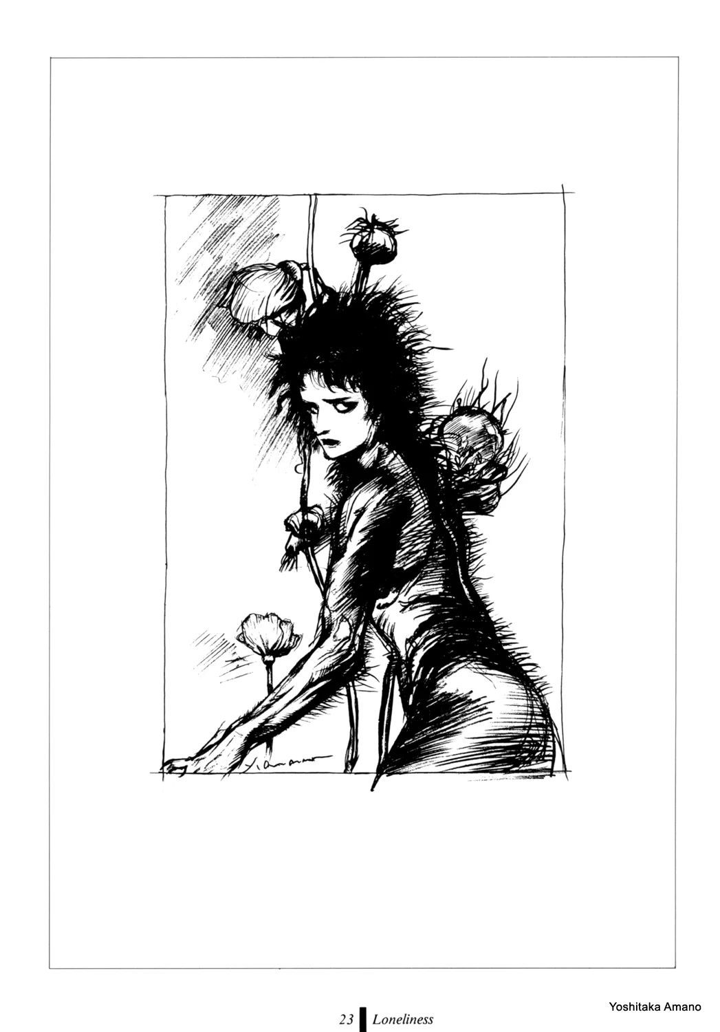 Yoshitaka Amano — The Black Flower Lady — Mono 2