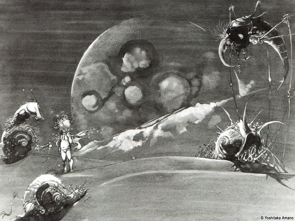 Yoshitaka Amano — La Lune Morte des Démons — Noir & Blanc