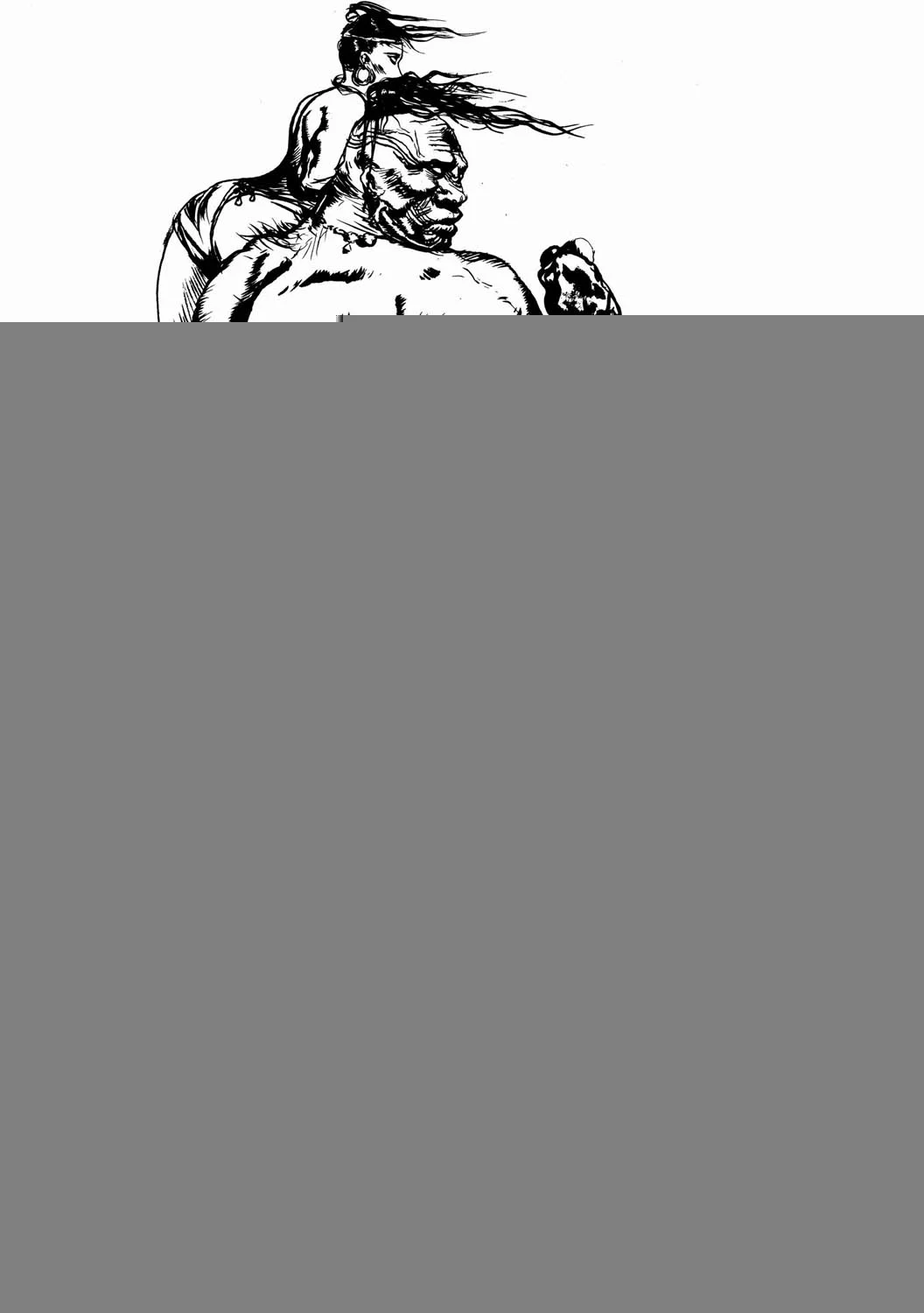 Yoshitaka Amano — The Warrior of Night — Black & White