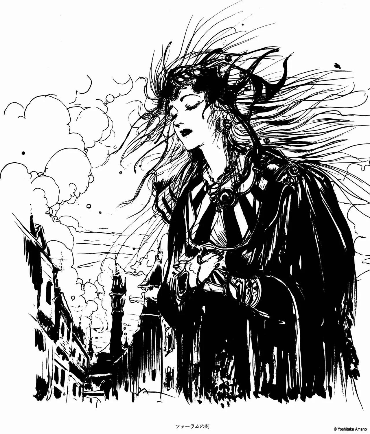 Yoshitaka Amano — La Dame de la Nuit — Noir & Blanc