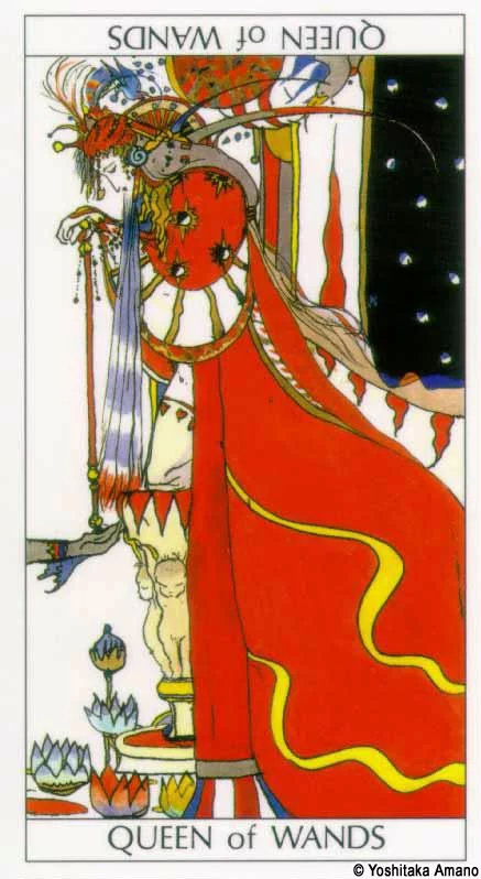 Yoshitaka Amano — La Reine de Bâton — Jeu de Tarot